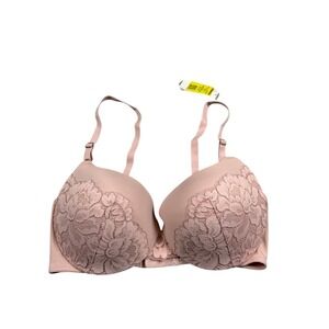Maidenform Womens 36D Push Up & In Underwire Bra Pink Floral Lace Padded T-Shirt